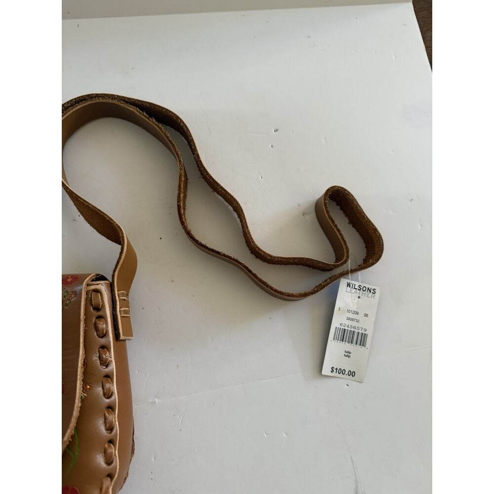 $100 NWT Vintage Wilsons Leather Floral Crossbody Shoulder Bag Brown Western - Picture 6 of 12